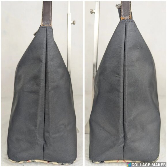 BURBERRY BLUE LABEL Nova Check Handbag One Shoulder Nylon Black - Picture 3 of 12
